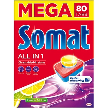 Somat All in 1 Lemon & Lime tablety na automatické umývanie riadu 80 tabliet 1440 g