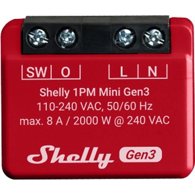 Shelly Смарт реле Shelly - 1PM Mini Gen3, с измерване на мощност, червено (3800235261590)