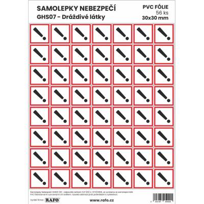 RAFO Samolepka Nebezpečí GHS07 - Dráždivé látky, různé velikosti Velikosti: 3 x 3 cm (56 ks na A4)
