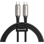 Baseus Кабел с въжена оплетка за устройства с USB-C порт (100 см) - Baseus Water Drop USB-C to USB-C Cable PD 2.0 60W (CATGH-J09) (черен) (CATSD-J01)