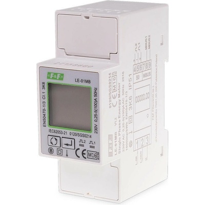 LE-01MB MID - 1-fázový 4-kvadrantový digitálny elektromer, MID, M-Bus, 230V, 100A