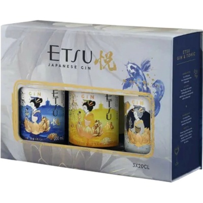 ETSU Japanese Gin Gift Set 43,66 % 3 x 200 ml (karton)