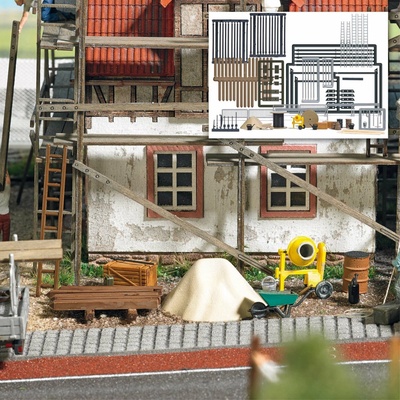 Busch H0 set vybavení na staveniště, míchačka, ploty 1376