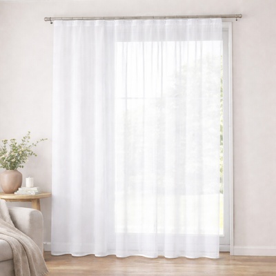 Hladký bílý voál s olůvkem - 300 cm obšití okrajů a našití stužky 300