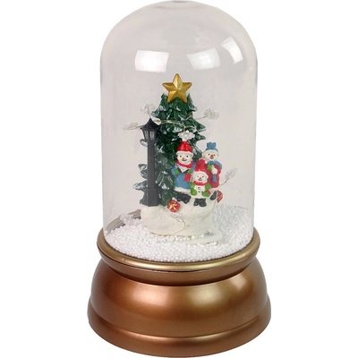 LEAN TOYS Svietiace vianočné snežítko so snehuliakmi zlatá