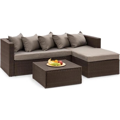 Blumfeldt Theia Lounge Set, záhradná sedacia súprava, rohová súprava, stolček, 5 vanúšov, hnedá (GDMC5-Theia Lounge)