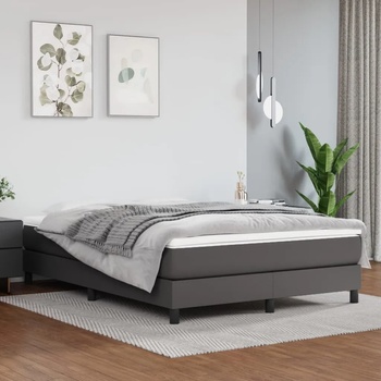 vidaXL Боксспринг легло с матрак, сиво, 140x200 см, изкуствена кожа (3144265)