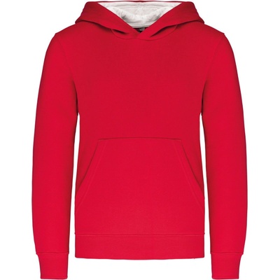 Kariban K453 detská kontrastná mikina s kapucňou red/white