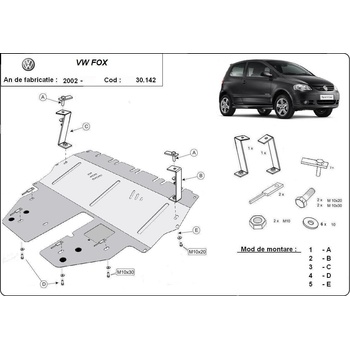 Scut Motor - Румъния Метална кора под двигател и скоростна кутия volkswagen fox от 2005 (72330)
