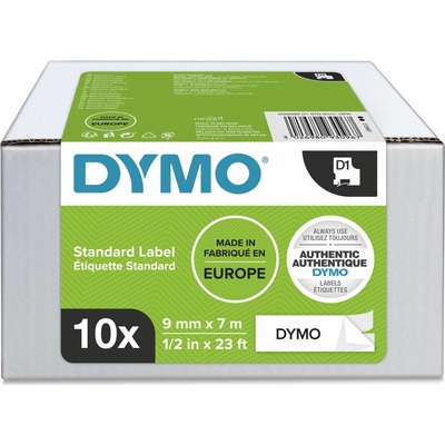 Dymo D1 40913, 2093096, 9mm x 7 m, čierna tlač/biely podklad, originální pásky, 10ks