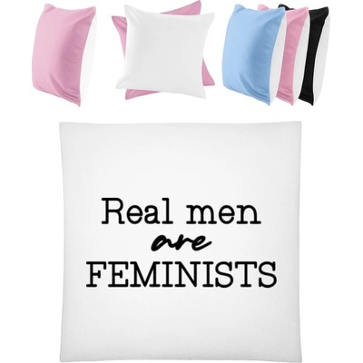 Darčeky PrintEQ Štvorcový Farebný Vankúš Skutoční muži sú FEMINISTI Biela Anitcká Ružová 40x40