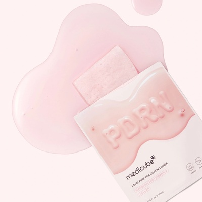 MEDICUBE PDRN Pink Vita Coating Mask Rozjasňující pleťová maska s DNA sodíku a kolagenem 22 g