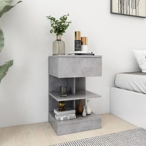 vidaXL Нощно шкафче, бетонно сиво, 40x35x65 см, инженерно дърво (808656)