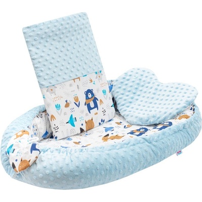 New Baby Luxusné hniezdočko s vankúšikom a perinkou z modré