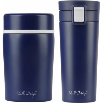 Vialli Design FUORI modrá zostava termohrnček 400 ml + termoska na jedlo 500 ml