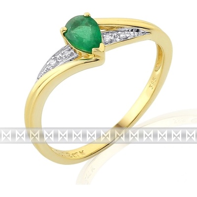 Klenoty Budín Luxusní diamantový prstýnek zásubní se zeleným smaragdem 3811946
