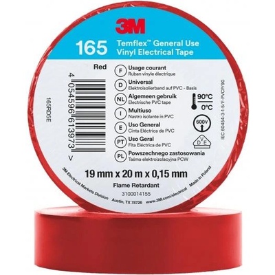 3M Изолационна лента Temflex 165 цвят ЧЕРВЕН 0.15мм х 19мм, дължина 20м - 3M740202009 (3M740202009)
