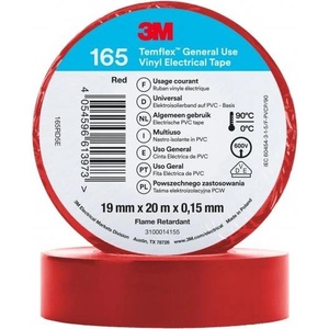 3M Изолационна лента Temflex 165 цвят ЧЕРВЕН 0.15мм х 19мм, дължина 20м - 3M740202009 (3M740202009)