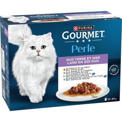Gourmet Perle Gravy delight 24 x kura a hovädzie morka a jahňacie losos morské ryby a tuniak 85 g