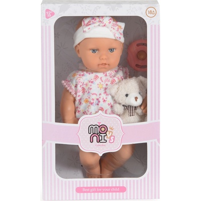 Moni Кукла Moni Toys - Lovely Baby, с дрешки на цветя и аксесоари, 30 cm (111799)