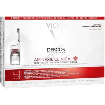 Vichy Dercos Aminexil Clinical 5 cílená péče proti vypadávání vlasů pro ženy Mult-Targed Anti-Hair Loss Treating Care 21 x 6 ml