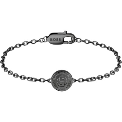 Hugo Boss Černý ocelový náramek Double B 1580764M