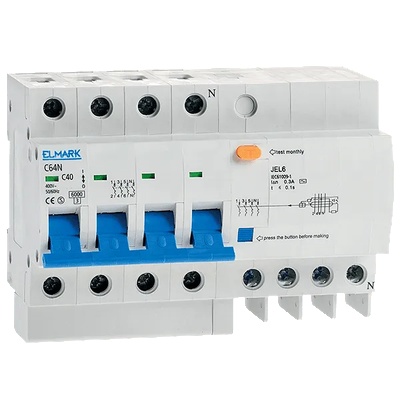 ELMARK КОМБИНИРАНА ДЕФЕКТНОТОКОВА ЗАЩИТА ЕЛЕКТРОННА jel6 c50 3p+n 50a/300ma (40436)