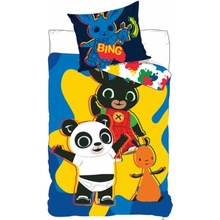 Setino Dětské bavlněné povlečení ZAJÍČEK BING Flop a Pando modré 90 x 140 cm