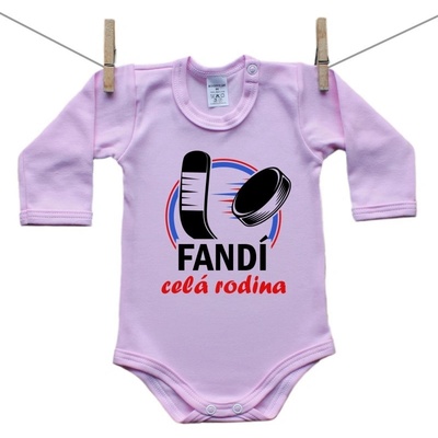 Boodyy Ružové Body s dlhým rukávom Fandí celá rodina