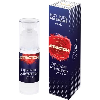 Затоплящо масажно масло, шампанско и ягоди - Hot Kiss Massage 50ml (ATTRAC00010)