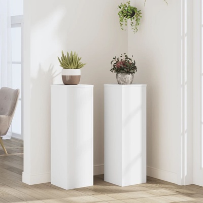 vidaXL Стойки за растения 2 бр бели 25x25x80 см инженерно дърво (852942)