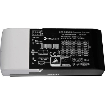 Deko-Light napájení BASIC, DIM, Multi CC, IE-12D konstantní proud 180/230/260/300/350/400/450/500 mA IP20 stmívatelné 12-67V DC 4,00-12,00 W 862190