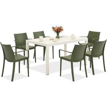 BICA Комплект градински мебели King/Victoria в бяло и зелено за 6 души Bica (BC440BL-6xBC351ZIE)