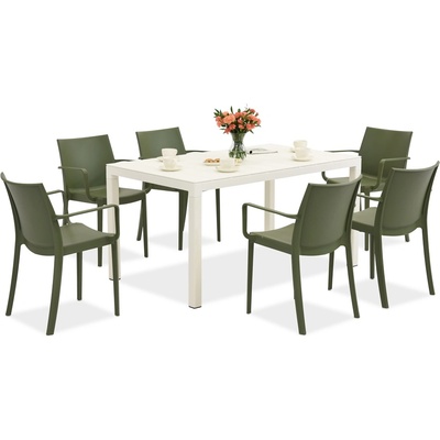 BICA Комплект градински мебели King/Victoria в бяло и зелено за 6 души Bica (BC440BL-6xBC351ZIE)