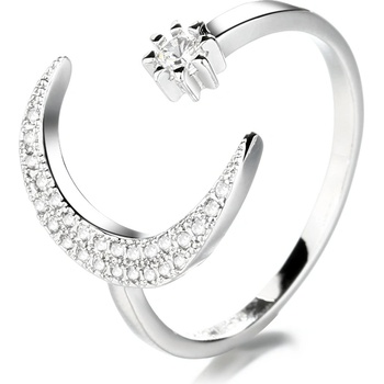 DELIS Регулируем пръстен, сребро 925, jw1363, модел полумесец, родиево покритие (jw1363)