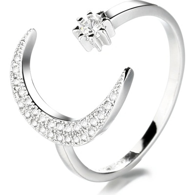 DELIS Регулируем пръстен, сребро 925, jw1363, модел полумесец, родиево покритие (jw1363)