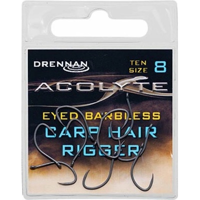 Drennan háčiky Acolyte Carp Hair Rigger Barbless vel.8
