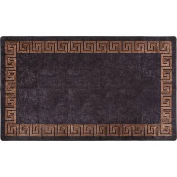 Килим, миещ се, черно и златно, 190x300 см, противоплъзгащ