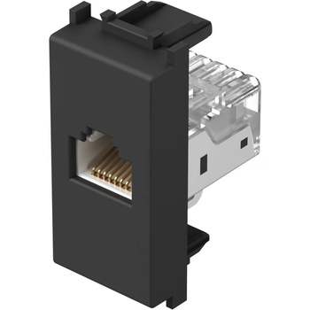 TEM Розетка RJ45 Cat. 5e UTP 1M, цвят Черен мат, Modul - KM37SB (KM37SB)