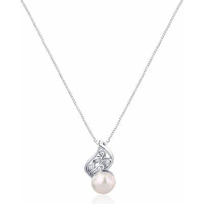 JwL Luxury Pearls Nežný náhrdelník s pravou perlou a zirkónmi JL0749