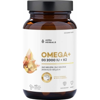 Aura Herbals Omega + vitamín D3 2000 IU 60 kapsúl