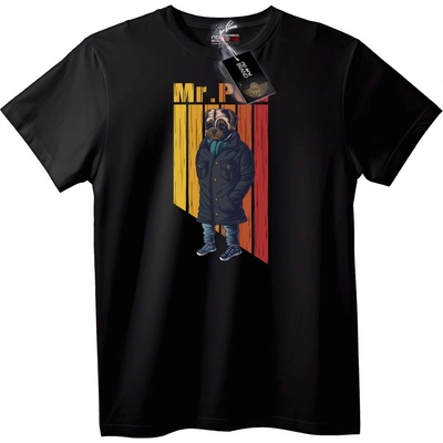 NOONEBRAND Тениска Mr. P Градски Мопс - M, Black