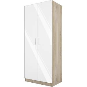 Bogdan Furniture I Двукрилен гардероб Mod 1001, Сонома арвен/Бял гланц
