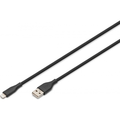 Digitus AK-600108-010-S Silikónový napájací USB-A na Lightning USB 2.0 12W MFI 1m černý