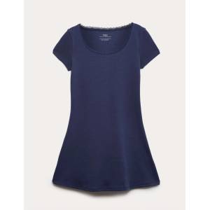 Marks & Spencer Рокля с дантелен кант и висок процент памук (6-16 години) Marks & Spencer морска синя Marks & Spencer | Sin | Момичешки | 7-8 години