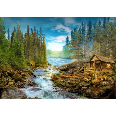 Enjoy - Puzzle A Log Cabin by the Rapids 1000 - 1 000 piese
