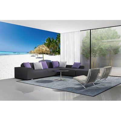 DIMEX ART Самозалепваща се флизелинова фототапета плаж с палми 375 x 250 см