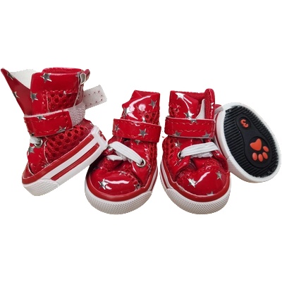 Червени обувки за кучета - антислип подметка и велкро лента