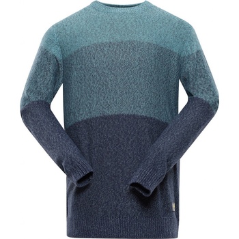 Alpine Pro Desion modrá pánsky bavlnený sveter nax modrá/tyrkysovo