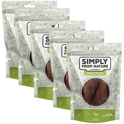 SIMPLY FROM NATURE Meat Strips maškrty pre psov s jeleným mäsom 5 x 80 g